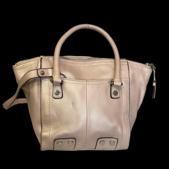 Tignanello Rock City Satchel Baby Pink Leather Crossbody Zip Closure Tassel - Picture 2 of 10